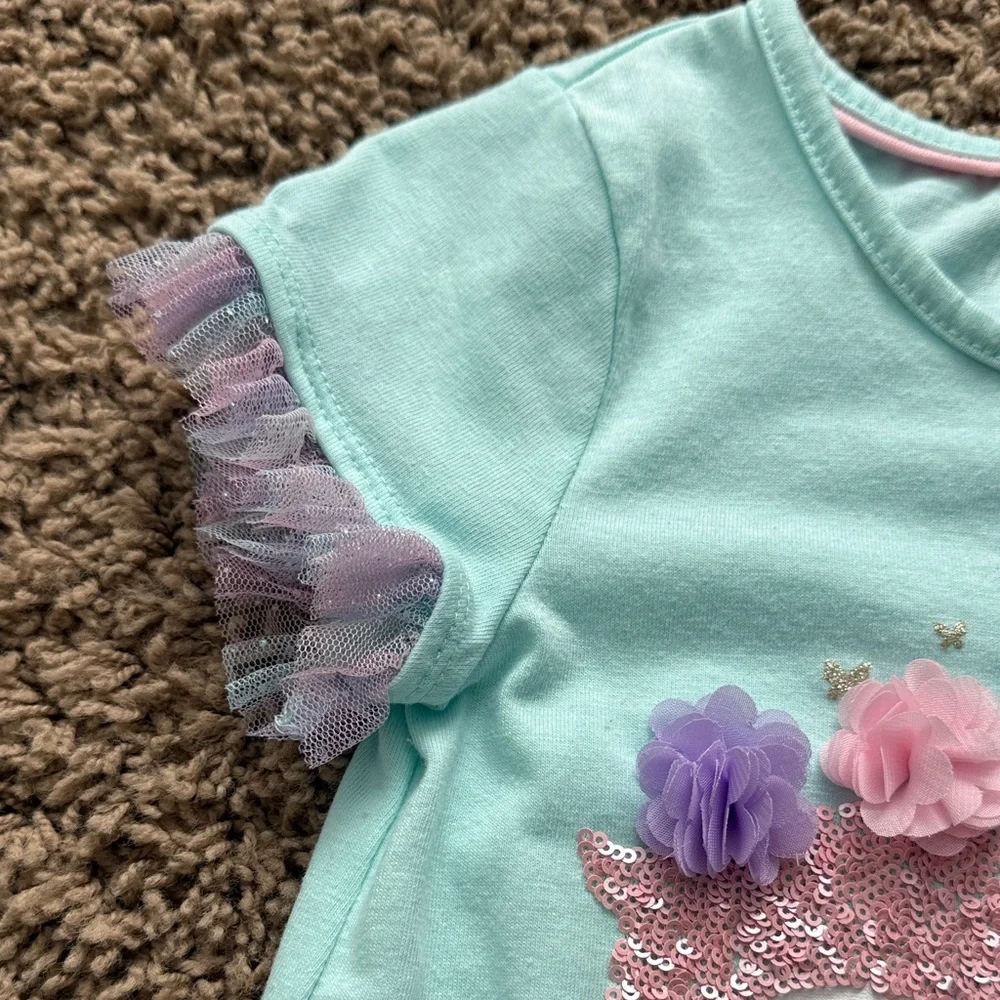 Cynthia Rowley Mint Owl and Butterfly Tee - Picture 4 of 5